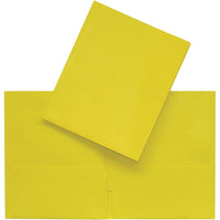 Porte-document à deux pochettes Hilroy, format lettre, jaune-Couverture en papier similicuir jaune. Couleur solide à l'extérieur et à l'intérieur.