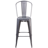 Flash Furniture - Tabouret de bar à enduit lustré de 30 pouces de hauteur pour l'intérieur avec dossier-Tabouret style Bistro