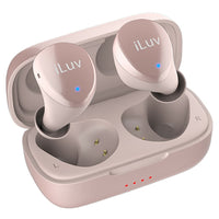 Écouteurs intra-auriculaires Bluetooth 5.0 True Wireless Air iLuv Bubble Gum avec étui de chargement – Or Rose-Conçu pour offrir un son riche et haute fidélité tout en réduisant le bruit externe grâce à la structure ergonomique de la structure de l'oreille et des embouts en silicone souple