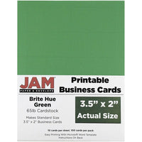 JAM Paper Cartes professionnelles imprimables, 3 1/2 x 2 po, vert, paq./500-Taille : 3,5 x 2 po