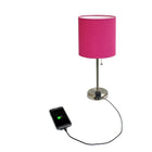 LimeLights - Lampe bâton en acier brossé avec prise de charge et abat-jour en tissu, paquet de 2, rose-Base En Acier Brossé Rose