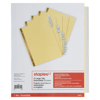 Staples - Grands intercalaires insérables - 5 onglets - paquet de 1 - transparents-Onglets plus grands pour permettre plus d'espace pour écrire