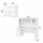 Bush Furniture - Bureau 72 po avec huche et classeur latéral Somerset - Blanc-Bois d’ingénierie en Blanc