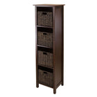 Winsome – Étagère de rangement Granville 5 pièces, 4 sections avec 4 paniers pliables, noyer antique-L’étagère de rangement Granville avec paniers pliables est parfaite pour ranger et organiser vos articles préférés