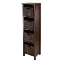 Winsome – Étagère de rangement Granville 5 pièces, 4 sections avec 4 paniers pliables, noyer antique-L’étagère de rangement Granville avec paniers pliables est parfaite pour ranger et organiser vos articles préférés