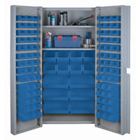 KLETON – Armoires à combinaison à portes creuses, 98 bacs, bleu-Robuste et entièrement soudée de calibre 16, armoire à combinaison bac/tablette