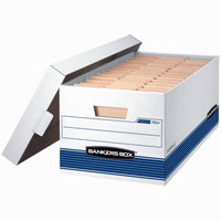 Fellowes - Bankers Box Stor/File - Lettre, Resistance à l'empilement de 650 Lb, Blanc/Bleu, 10.25 po L x 12.88 po l x 25.38 po P-Double parois, 1,5 parois laterales, fond double epaisseurs