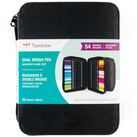 Tombow - Coffret pour marqueurs - Noir-Pointe de pinceau flexible et résistante de haute qualité et stylo de marquage à pointe fine et ferme