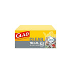 Glad à nœud facile -  Longs et transparents Kitchen Catchers  - 45L - Paquet de 30-SACS À ORDURES TRANSPARENTS: Boîte de 30 sacs à ordures longs de Glad d’une capacité de 45 L.