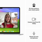 Apple - Portatif MacBook Air 15,3 po, M3, SSD 256 Go, Mémoire unifiée 8 Go, Argent, Français-Image Nette, Son Limpide - Caméra FaceTime HD 1080p, trois micros et six haut - parleurs avec Audio spatial, pour un son et une image incroyables