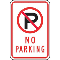 Accuform Signs - Enseigne « No Parking », 18po x 24po, Aluminium, Anglais Avec Pictogramme-Type d'affichage Boulonné