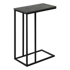 Monarch Specialties - 3765 Table D'Appoint - 25 po H/Fausse Pierre Grise/Metal Noir-Apportez une touche moderne a votre salon, bureau, chambre familiale ou taniere avec cette table d'appoint en forme de C
