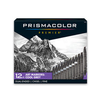 Marqueurs double pointe Premier de Prismacolor - gris froid - 12/paq. (3623)-Gamme de gris froids pour les illustrations
