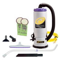 Proteam - Aspirateur dorsal SuperCoachVac  6 qt/6,6L et trousse d’accessoires multisurfaces Xover incluant un tube télescopique-Rendement – Puissant moteur combiné au système Four Level Filtration permettant de capturer plus de poussière avec moins d'interruptions.