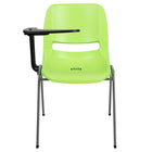 Flash Furniture - Chaise coquille ergonomique verte avec accoudoir-tablette rabattable pour droitiers, paquet de 5-Ensemble de 5 chaises multi-usages à accoudoir-tablette