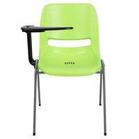 Flash Furniture - Chaise coquille ergonomique verte avec accoudoir-tablette rabattable pour droitiers, paquet de 5-Ensemble de 5 chaises multi-usages à accoudoir-tablette