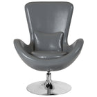 Chaise d’appoint salon-réception de série Œuf en cuir gris (CH-162430-GY-LEA-GG)-Chaise longue