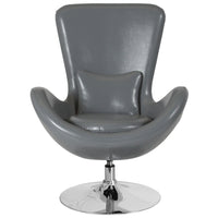 Chaise d’appoint salon-réception de série Œuf en cuir gris (CH-162430-GY-LEA-GG)-Chaise longue