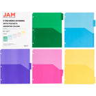 JAM Paper - Intercalaires en plastique à 5 onglets avec pochettes doubles - 9 3/4 x 11 1/2 po - Assortiment - 6 Ensembles/paquet - 5 Onglets/ensemble-Taille: 9,75 x 11,5 pouces