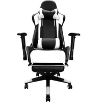 Nicer Furniture - chaise de jeu de style course avec repose-pieds - blanc-Le design de style course fonctionne comme chaise de jeu et chaise de bureau.  