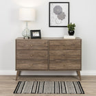 Prepac – Commode à 6 tiroirs Milo, style moderne milieu du siècle, gris délavé (DDBR-1406-1)-Dimensions (assemblé, po) : 52,25 larg. x 33 haut. x 16 prof.