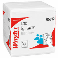 WypAll - Chiffons de nettoyage très résistants GeneralClean L30 - Pliés en quatre - Chiffons résistants et doux - Blancs - Paquet de 12-90 feuilles/paquet, 12 paquets de chiffons de nettoyage très résistants WypAll GeneralClean L30/caisse, 1 080 feuilles/caisse