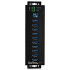 StarTech - Hub industriel USB 3.0 à 10 ports avec adaptateur d’alimentation externe-Protection contre les surtensions de 350W sur les ports USB aval et amont