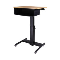 Rocelco - Bureau d'école debout mobile Rocelco de 28 po à hauteur réglable avec boîte à livres-Aide au mouvement du ressort à gaz avec poignées latérales pour un réglage facile de la hauteur de 25,5 "à 42" au-dessus du sol