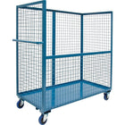 Kleton – Chariot en treillis métallique, acier, 30 x 55 x 72 po, sans panneau repliable, bleu (MO064)-Nombre de tablettes : 0