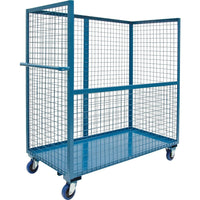 Kleton – Chariot en treillis métallique, acier, 30 x 55 x 72 po, sans panneau repliable, bleu (MO064)-Nombre de tablettes : 0