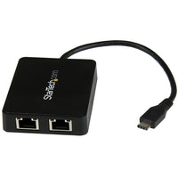 StarTech ® Adaptateur réseau USB-C vers 2 ports Gigabit Ethernet avec port USB 3.0 (Type-A) (US1GC301AU2R)-Ajoutez deux ports Gigabit Ethernet à votre ordinateur portatif ou de bureau avec un port USB Type-C