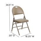 Flash Furniture – Chaise pliante en métal HERCULES grande capacité à poignée, 3 barreaux, vinyle beige (HAMC705AV3BGE)-Cadre en acier tubulaire de 22 mm x 1,2 mm