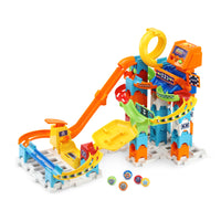 VTech - Marble Rush Ensemble Raceway - 78 pièces-Lorsque la construction est terminée, déposez les cinq billes dans la porte de départ et lancez-les dans l'action