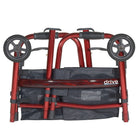 Drive Medical - Déambulateur de voyage pliant de luxe, équipé de roues de 5 pouces et de pieds escamotables-Les pieds sont attachés avec des cordes élastiques solides pour les plier.