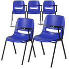 Flash Furniture - Chaise coquille ergonomique bleue avec accoudoir-tablette rabattable pour gauchers-Ensemble de 5 chaises multi-usages à accoudoir-tablette