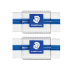 Staedtler - Gomme triangulaire bicolore sans PVC - paquet de 2-Étui coulissant en plastique