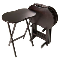 Winsome – Ensemble de tables de télévision Skippy, 5 pièces, fini espresso (92532)-L'ensemble comprend 4 tables de télévision individuelles et un support pour le rangement