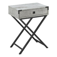 Monarch Specialties - 3552 Table D'Appoint - 24 po H/Gris Cimente/Metal Nickel Noir-24 haut. x 18,25 lar. x 12 prof. (po)