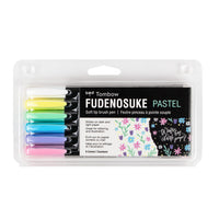 Tombow - Stylos-pinceaux pastel Fudenosuke - Paquet de 6-Pointe de pinceau douce et flexible pour des traits variés