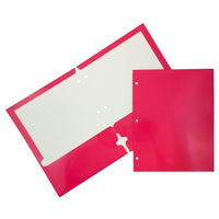 JAM PaperMD – Chemise scolaire à 3 trous et à 2 pochettes, plastifiée et lustrée, rose fuchsia éclatant, 25/paquet-Chemises en papier cartonné rose lustré
