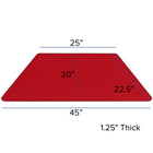 Flash Furniture – Table mobile préscolaire trapèze, hauteur ajustable, surface 24 x 48 x 1,25po, rouge (XUA2448TRPRDHPC)-20 larg. x 45,25 prof. x 17,50 à 25,50 haut. (po)