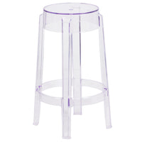 Tabouret de comptoir transparent de 25,75 po de haut (FH-118-APC1-GG)-Tabouret de style contemporain