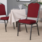 Flash Furniture – Chaise empilable HERCULES à dossier couronne, siège 2,5 po, argenté à tissu bourgogne (FDC01SV3169)-Siège et dossier rembourrés