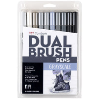 Tombow - Stylos à double pointe, couleurs échelle de gris, paq./10-10 pièces aux couleurs « échelle de gris » variées, dans un étui en plastique.