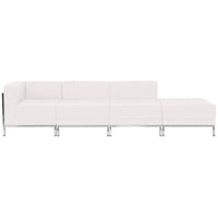 Flash Furniture – Mobilier modulaire HERCULES Imagination, chaises et pouf, cuir blanc, 4 modules (ZBIMAGSET9WH)-Cuir reconstitué blanc