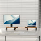 ShoppingAll - Support et rehausseur pour double moniteur - Noyer-Garantie fabricant limitée de 1 an