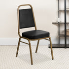 Flash Furniture – Chaise banquet empilable Hercules, dossier trapézoïdal, structure dorée et vinyle noir, 4/paquet-Coussin de siège épais de 2,5 pouces