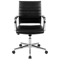 Flash Furniture Chaise De Bureau Pivotante Exécutive Nervurée Leathersoft-Noir (BT20595M1BK)-Chaise de bureau moderne