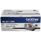 Brother TN221 Standard Yield Black Toner Cartridges, 2 Pack-2 500 pages par cartouche en moyenne (1), 5 000 pages par paquet de 2 (2)
