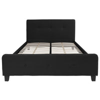 Flash Furniture - Grand lit plateforme tapissier capitonné Tribeca - tissu noir-Lit plateforme